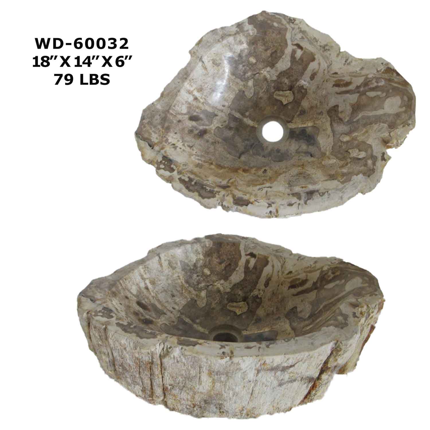 Petrified Wood Wash Basin Sink, Fossil Stone Vessel Sink - WD 60032