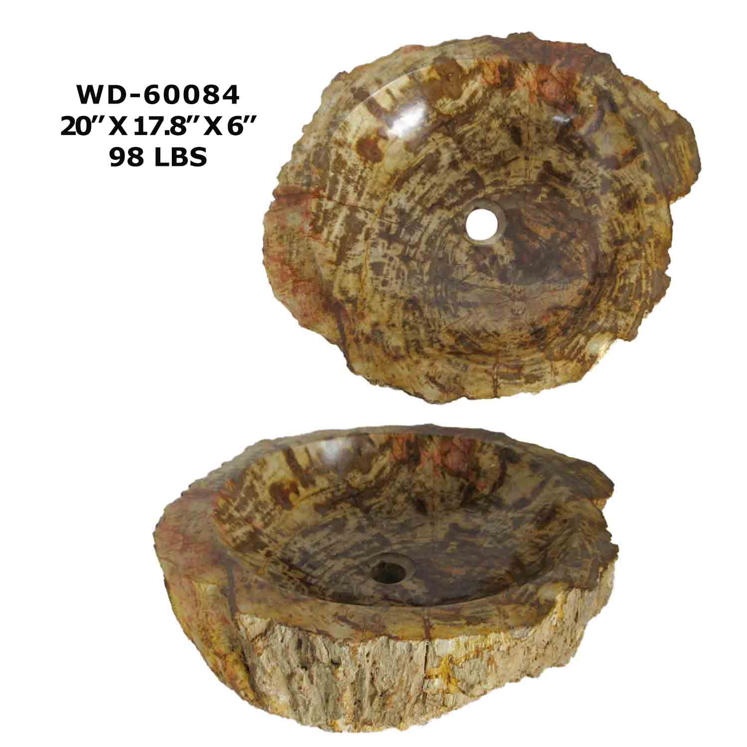 Petrified Wood Fossil Stone Vessel Sink - Wash Basin Sink - WD 60084