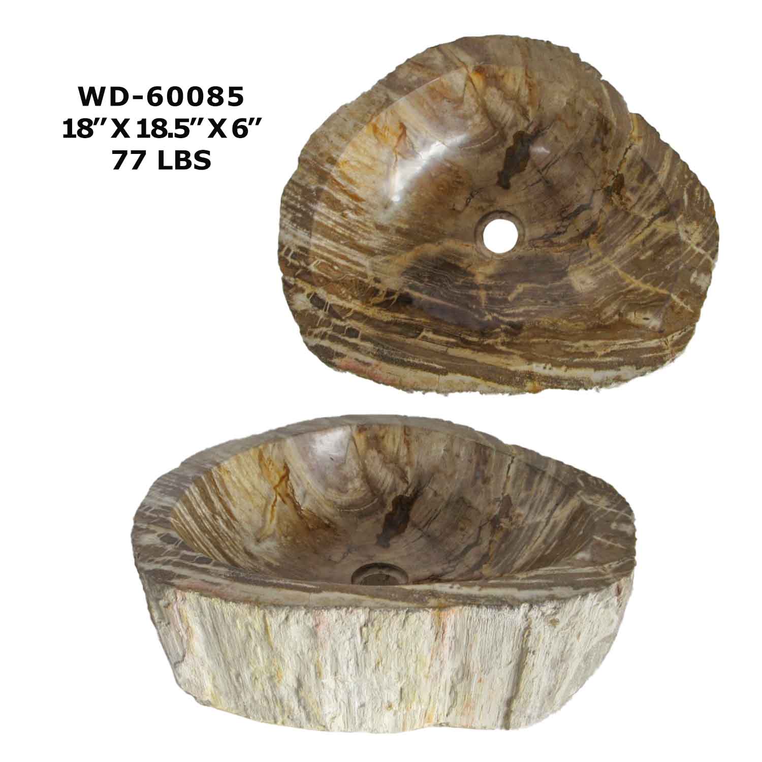 Petrified Wood Natural Stone Bathroom Sink, Wood Bowl Sink WD 60085