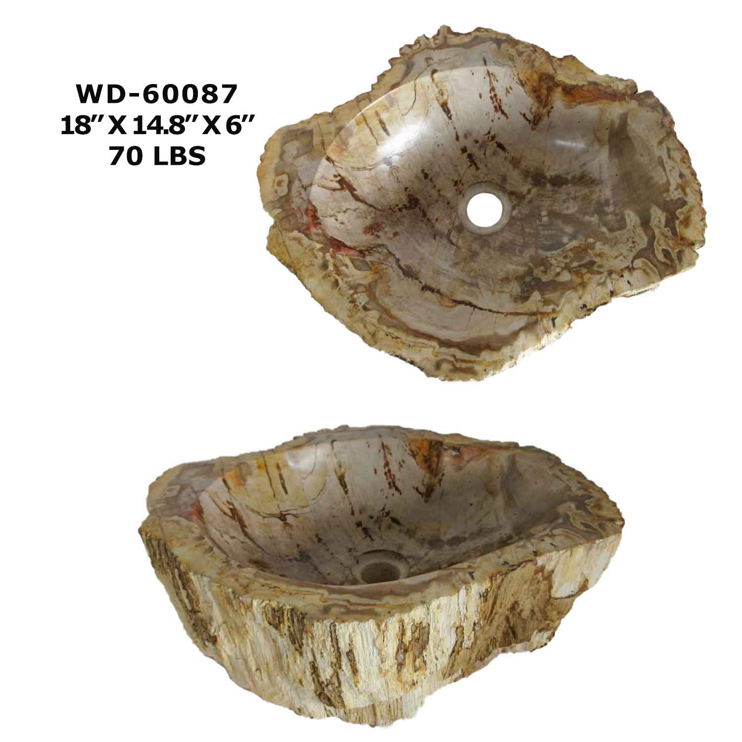 Petrified Wood Vessel Sink for Bathroom - WD 60087