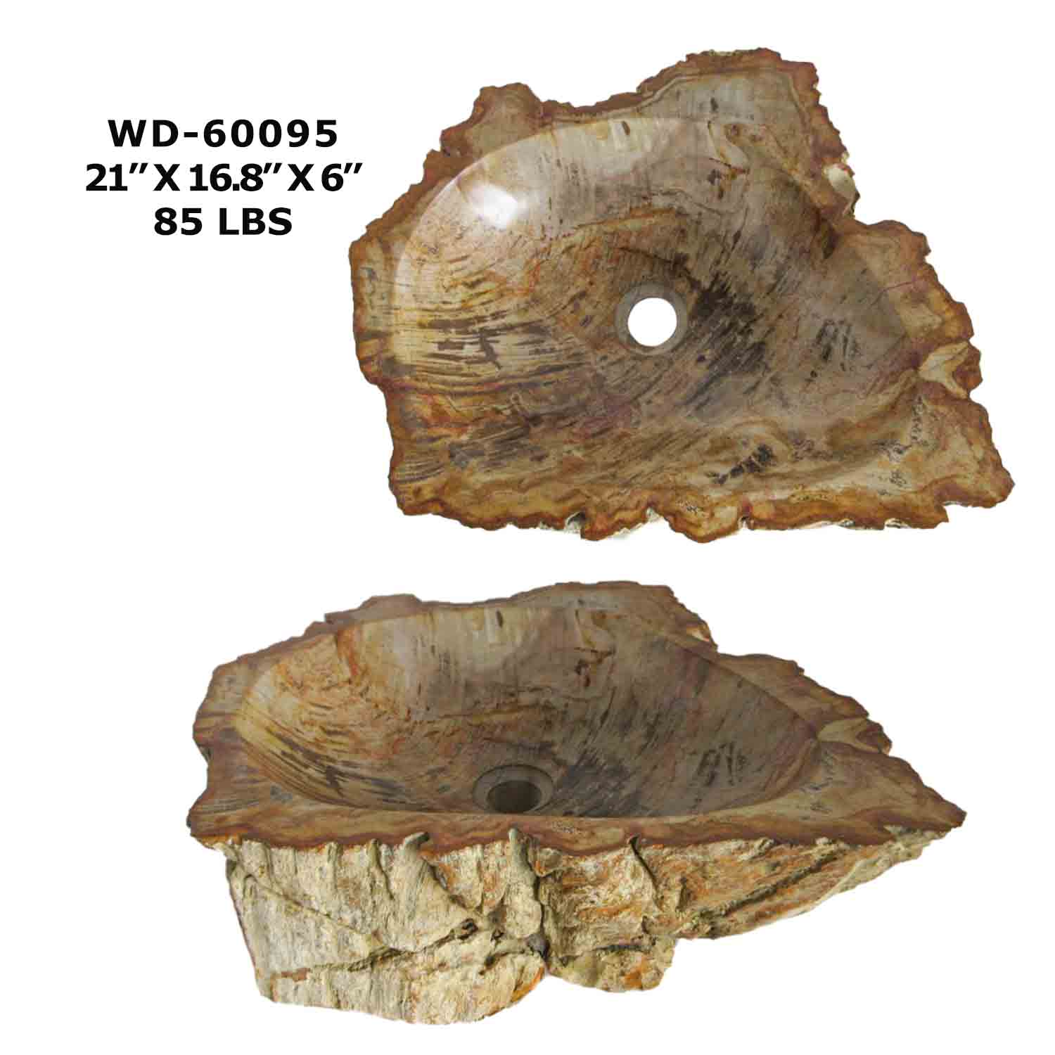 Petrified Wood Fossil Stone Vessel Sink - Wash Basin Sink - WD 60095