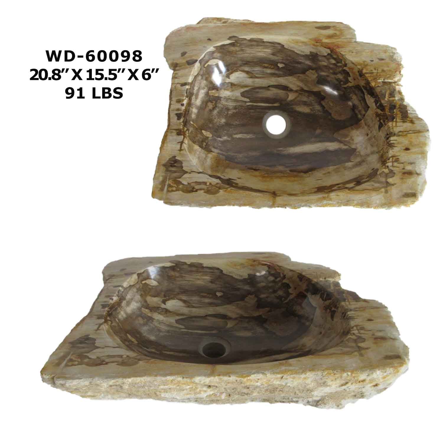 Petrified Wood Sink - Natural Stone Bathroom Vessel Sink - WD 60098