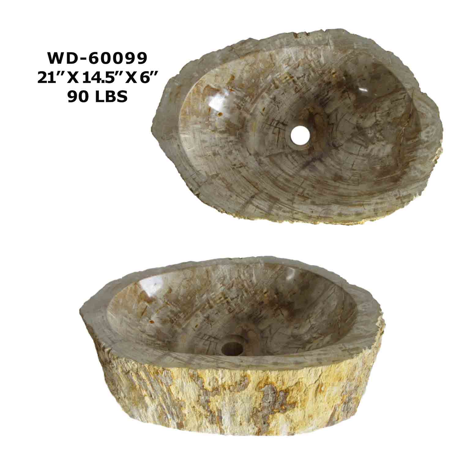 Petrified Wood Sink - Natural Stone Bathroom Vessel Sink - WD 60099