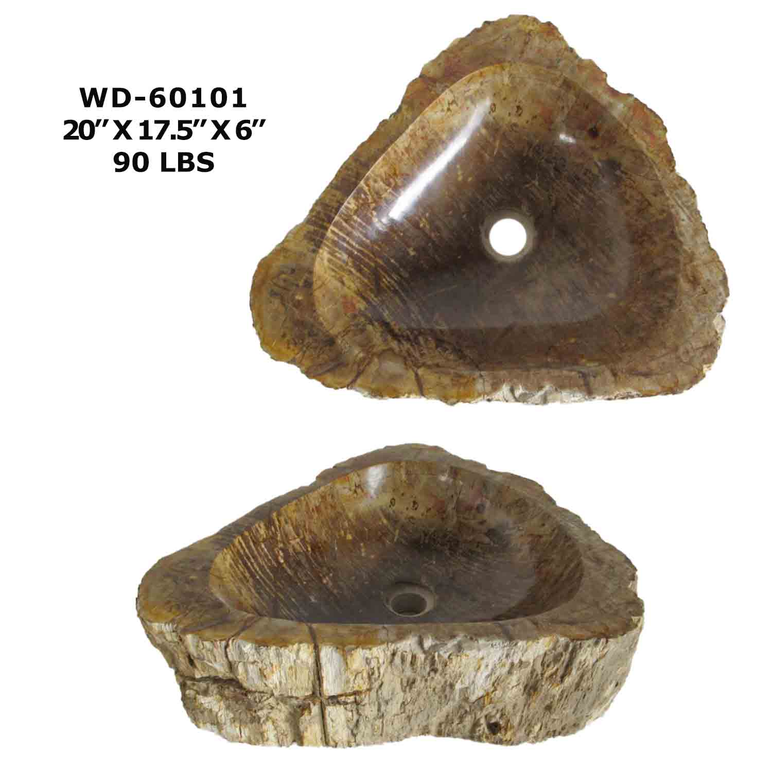 Petrified Wood Sink - Natural Stone Bathroom Vessel Sink - WD 60101