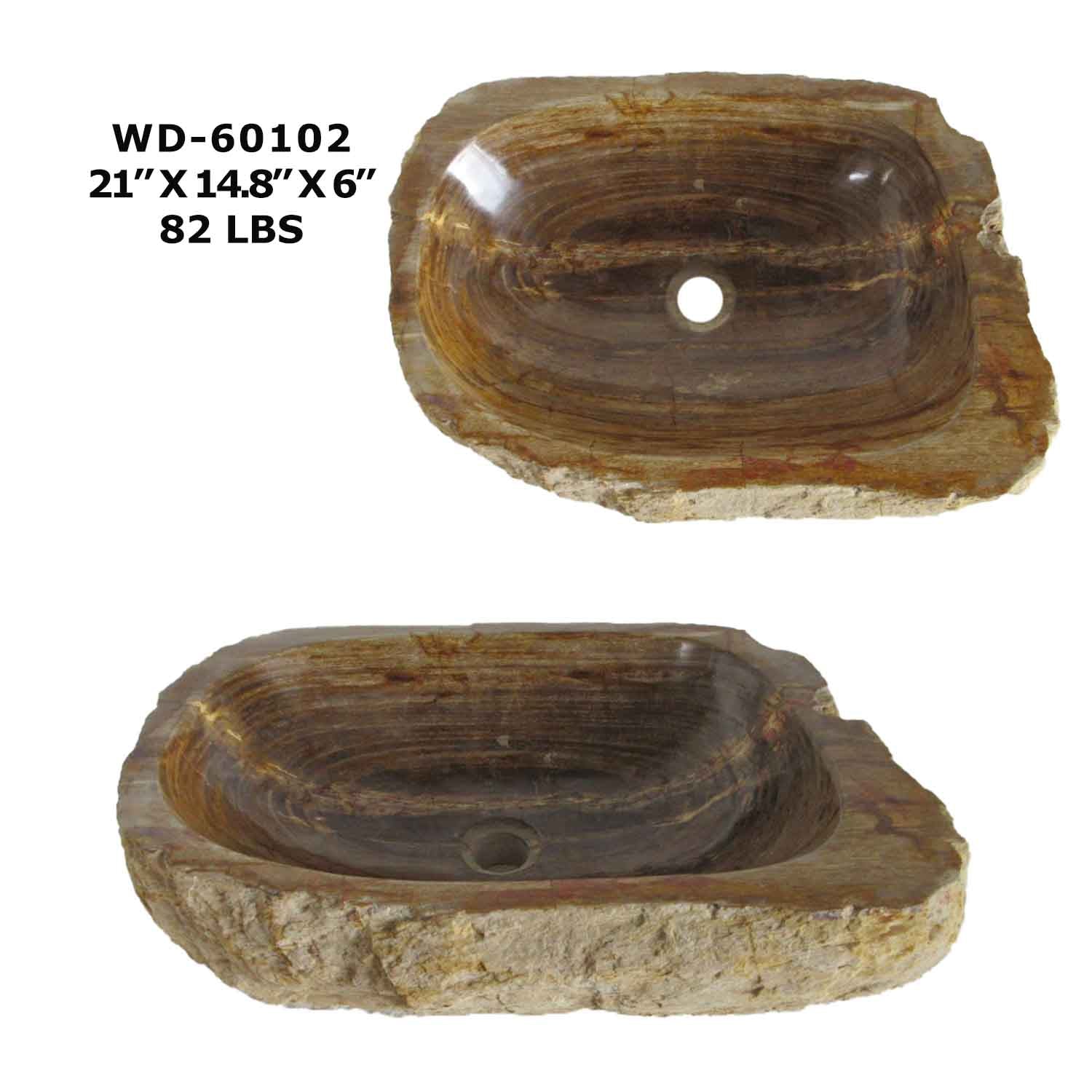 Petrified Wood Sink - Natural Stone Bathroom Vessel Sink - WD 60102