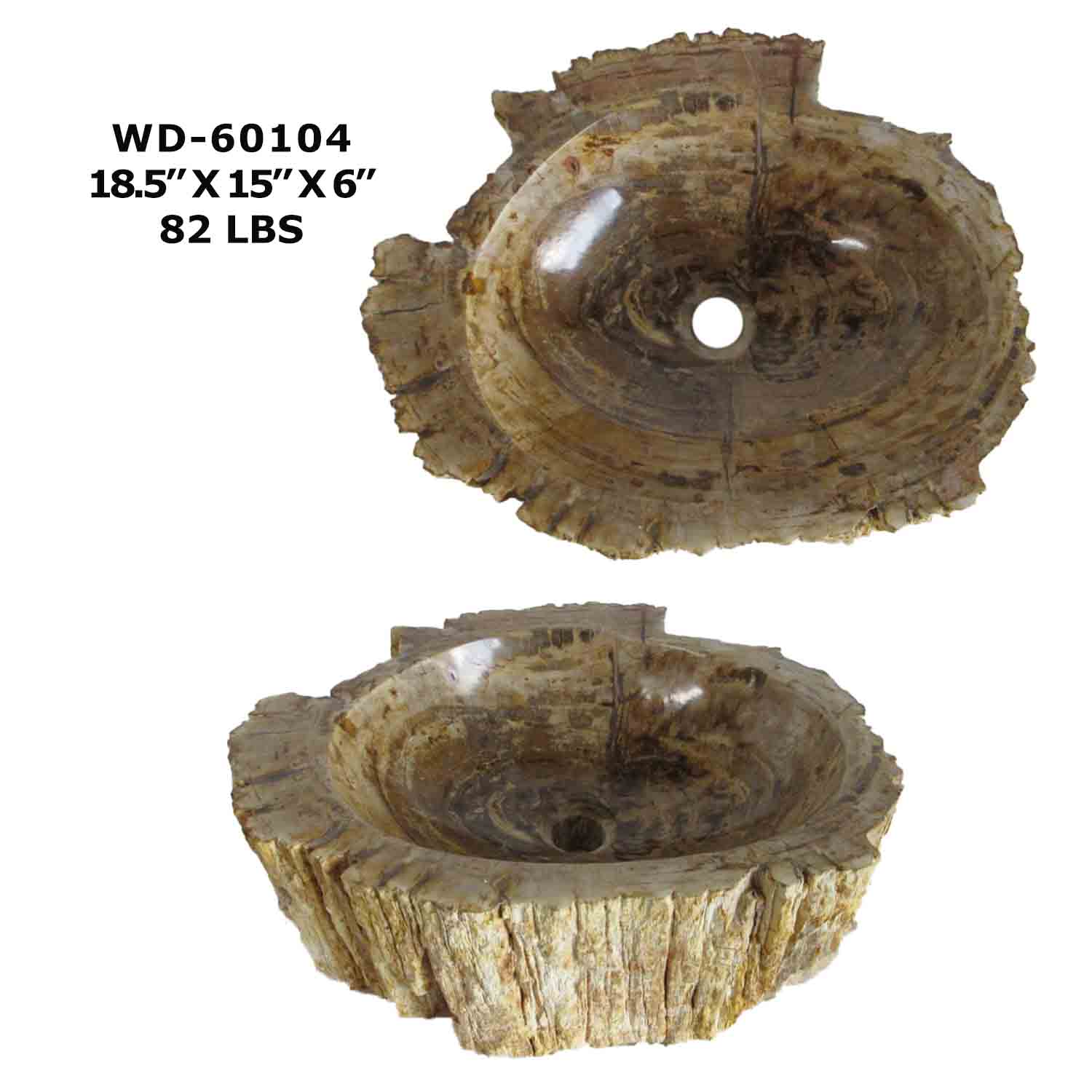 Petrified Wood Sink - Natural Stone Bathroom Vessel Sink - WD 60104