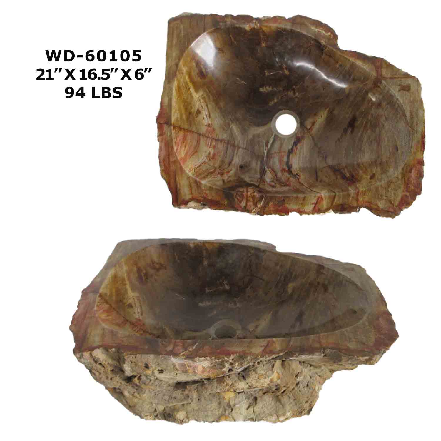 Petrified Wood Sink - Natural Stone Bathroom Vessel Sink - WD 60105