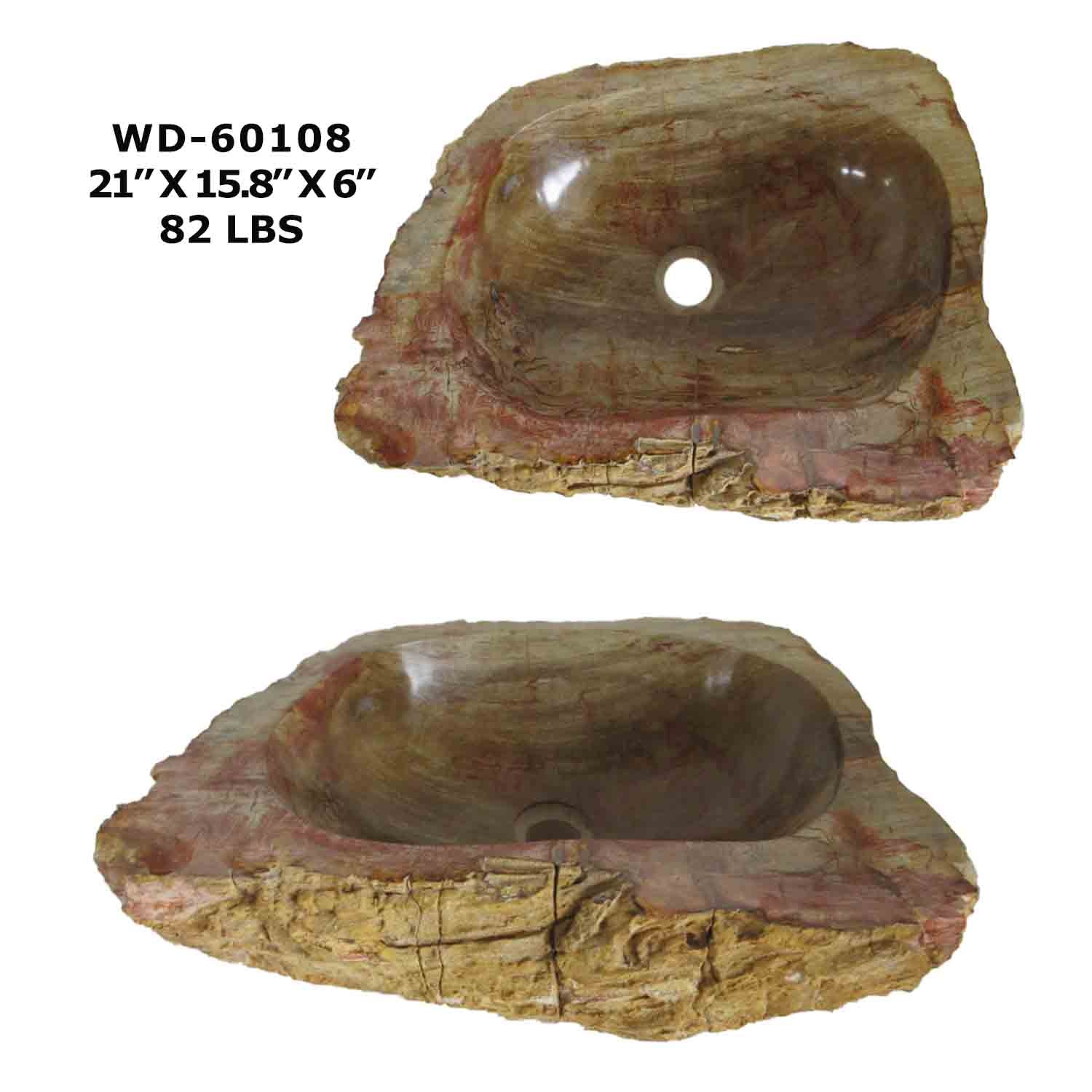 Petrified Wood Sink - Natural Stone Bathroom Vessel Sink - WD 60108