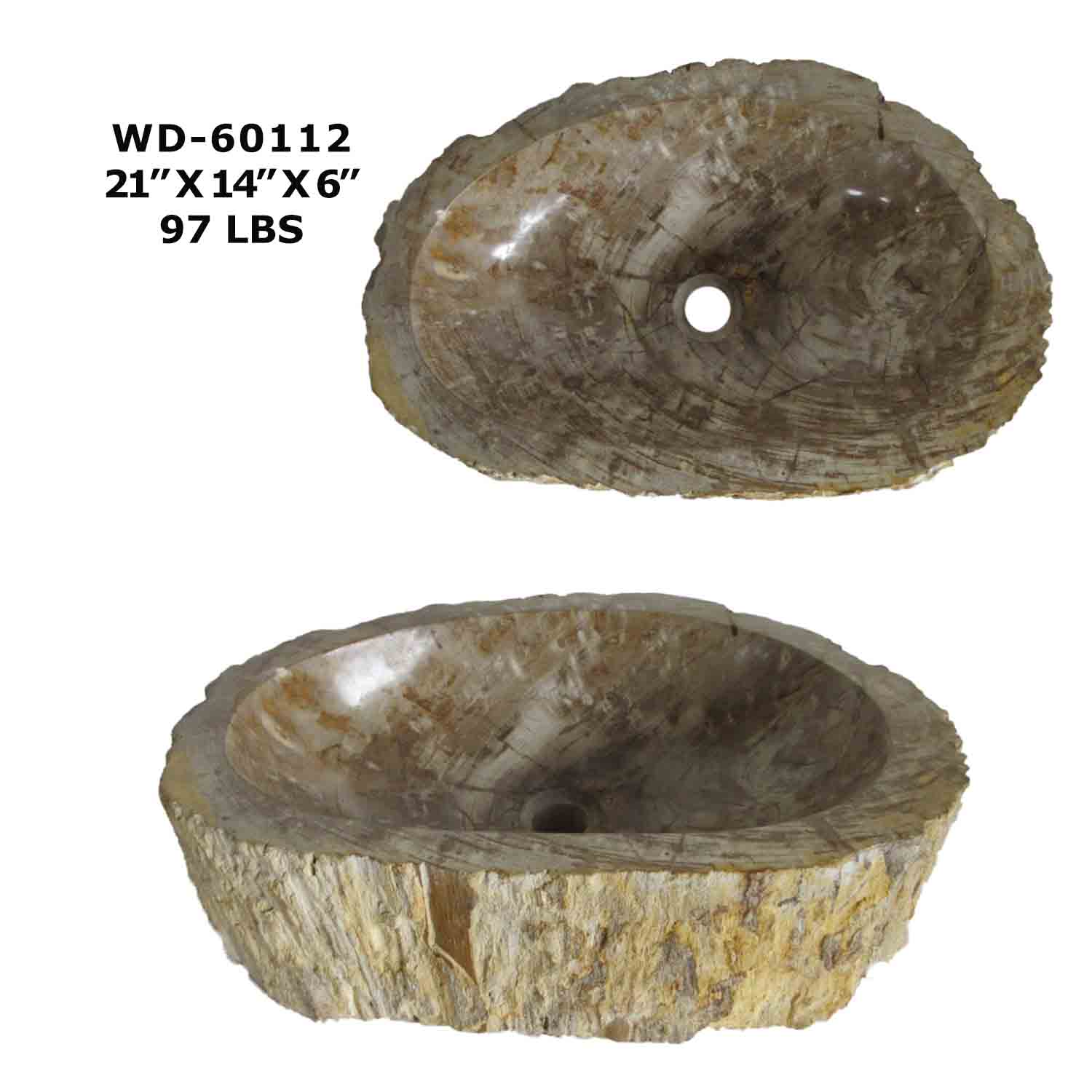 Petrified Wood Sink - Natural Stone Bathroom Vessel Sink - WD 60112