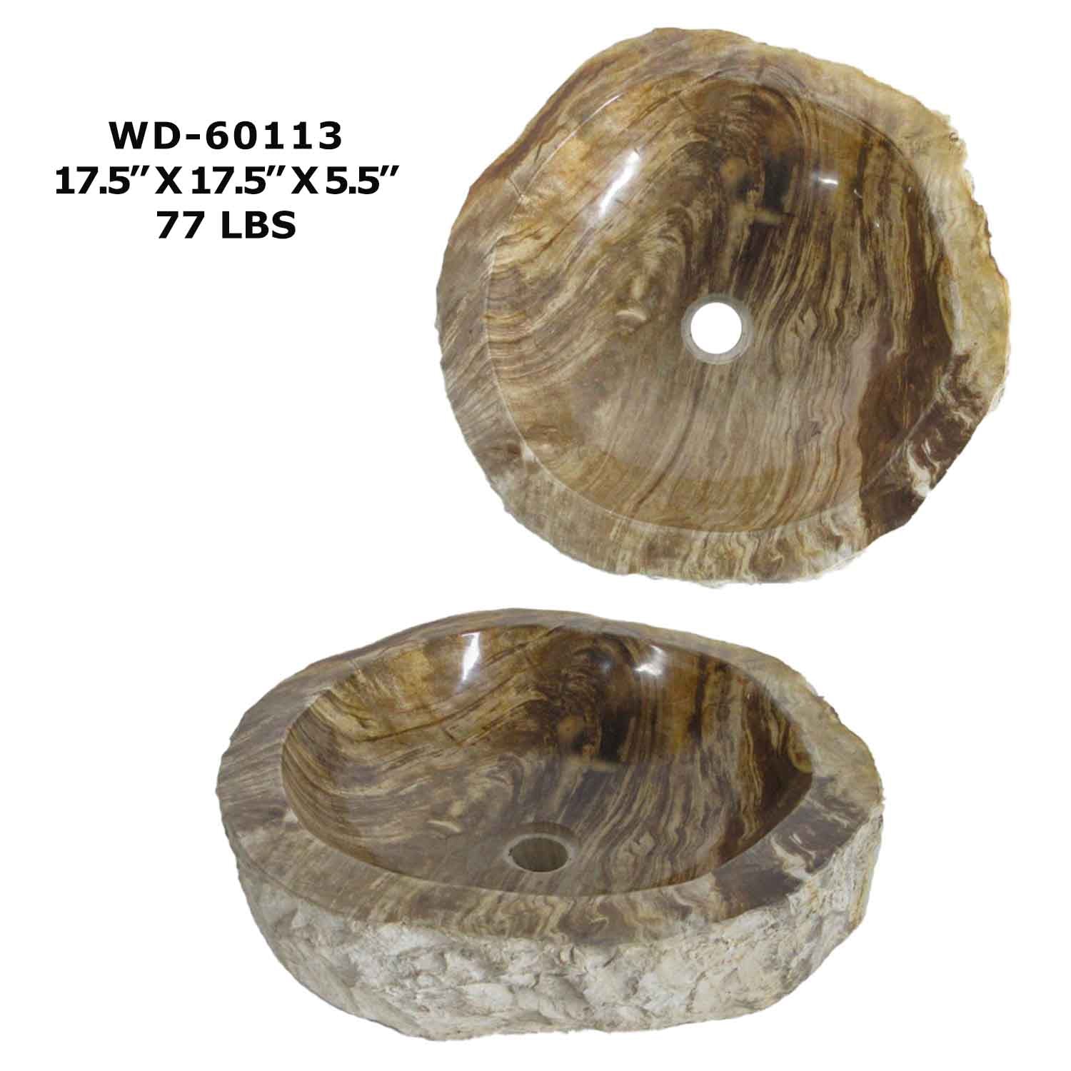 Petrified Wood Sink - Natural Stone Bathroom Vessel Sink - WD 60113