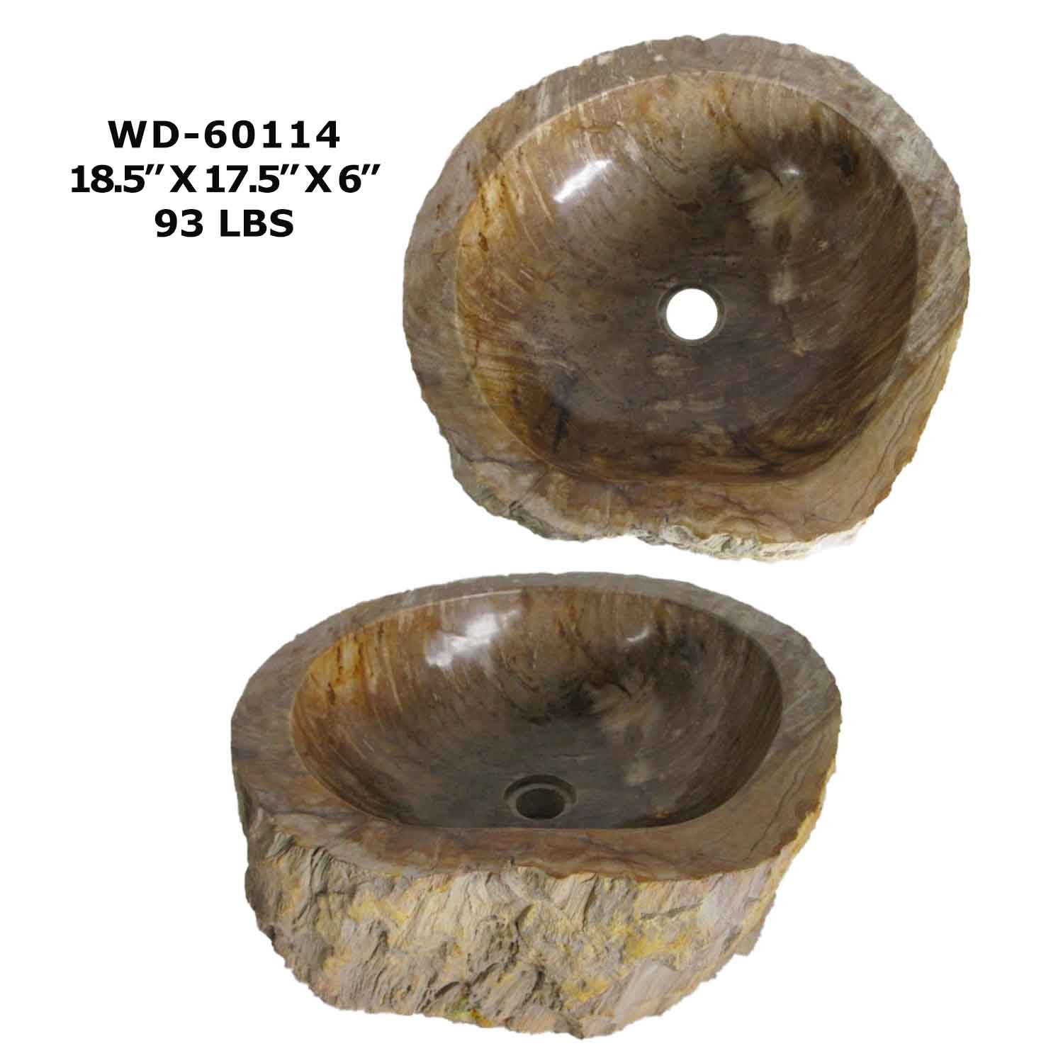 Petrified Wood Sink - Natural Stone Bathroom Vessel Sink - WD 60114