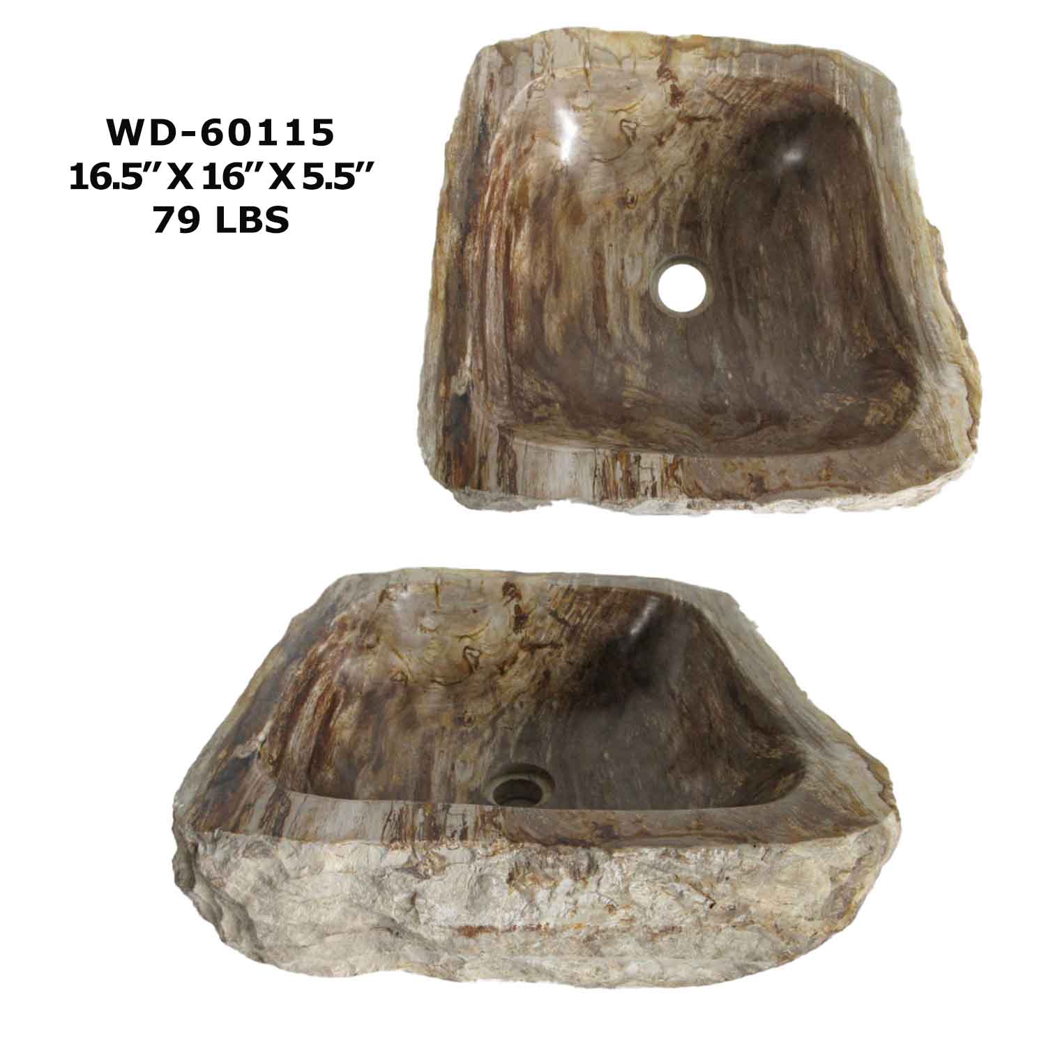 Petrified Wood Sink - Natural Stone Bathroom Vessel Sink - WD 60115