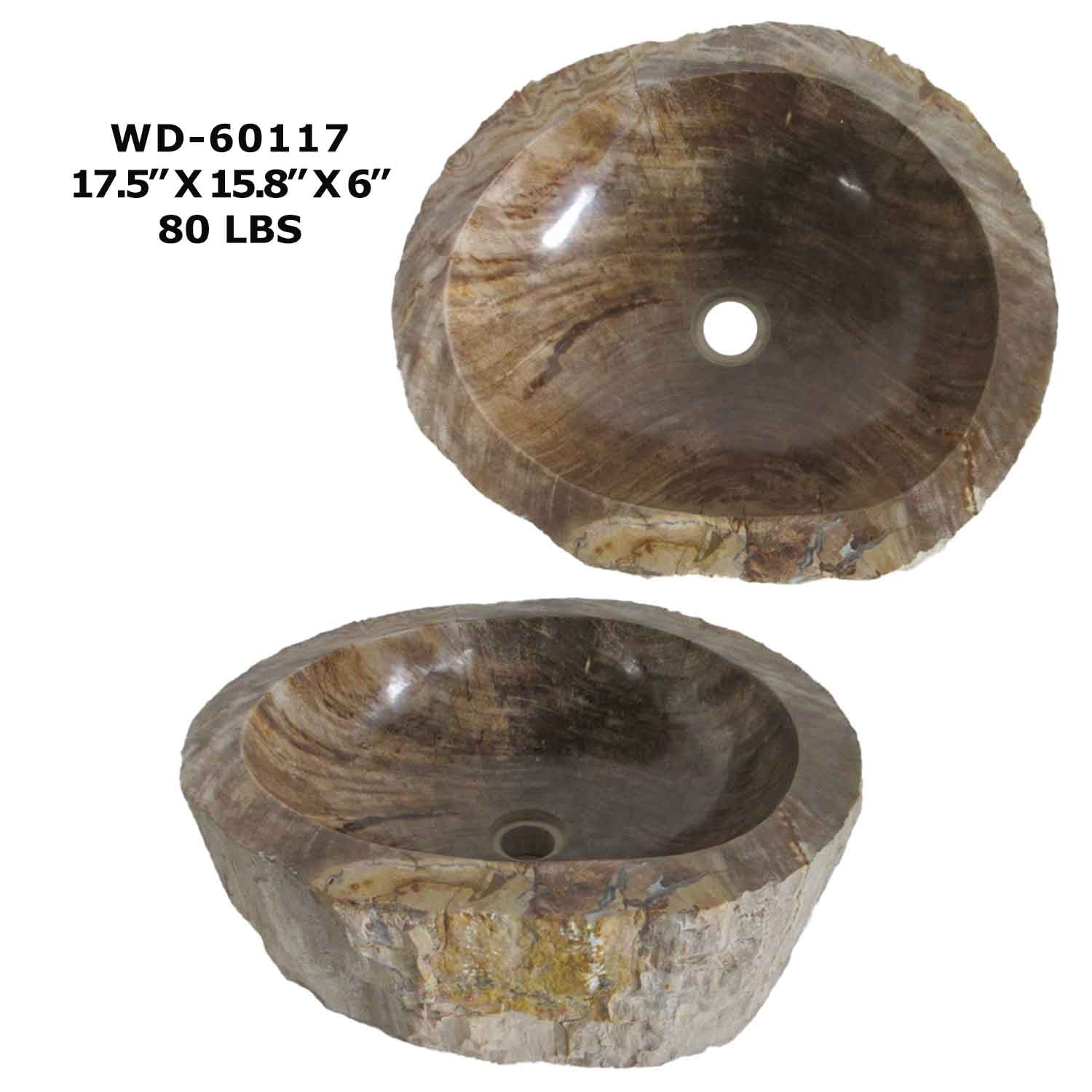 Petrified Wood Sink - Natural Stone Bathroom Vessel Sink - WD 60117