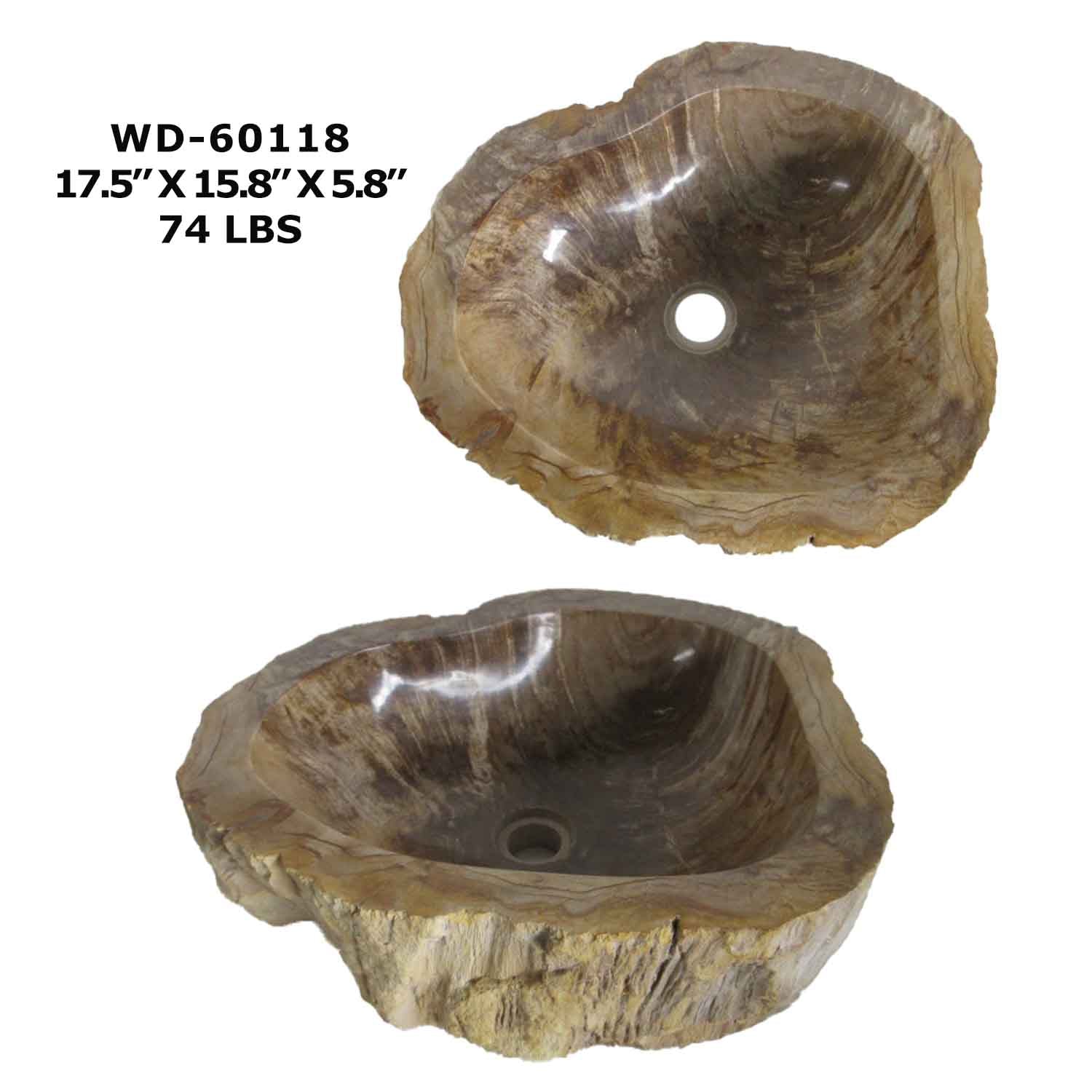 Petrified Wood Sink - Natural Stone Bathroom Vessel Sink - WD 60118