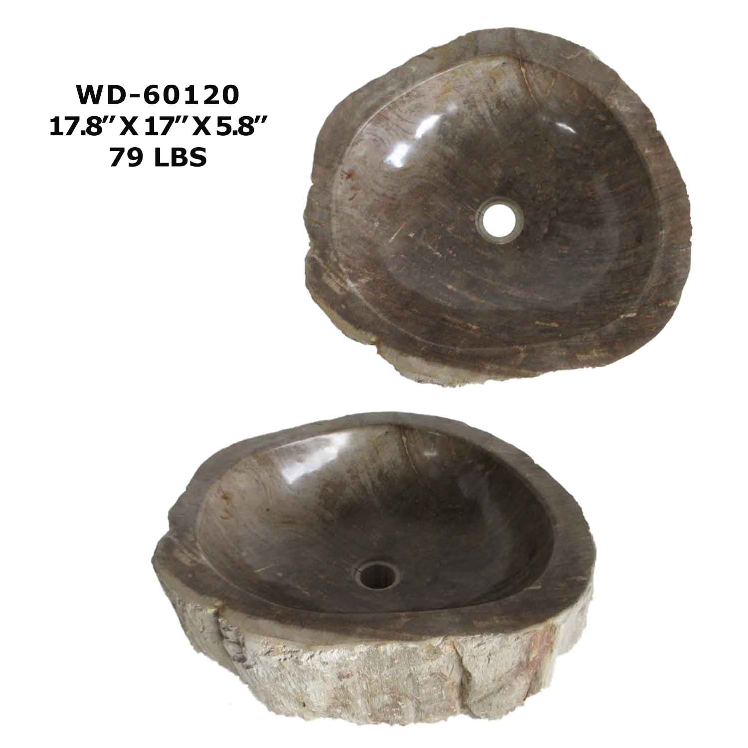 Petrified Wood Sink - Natural Stone Bathroom Vessel Sink - WD 60120