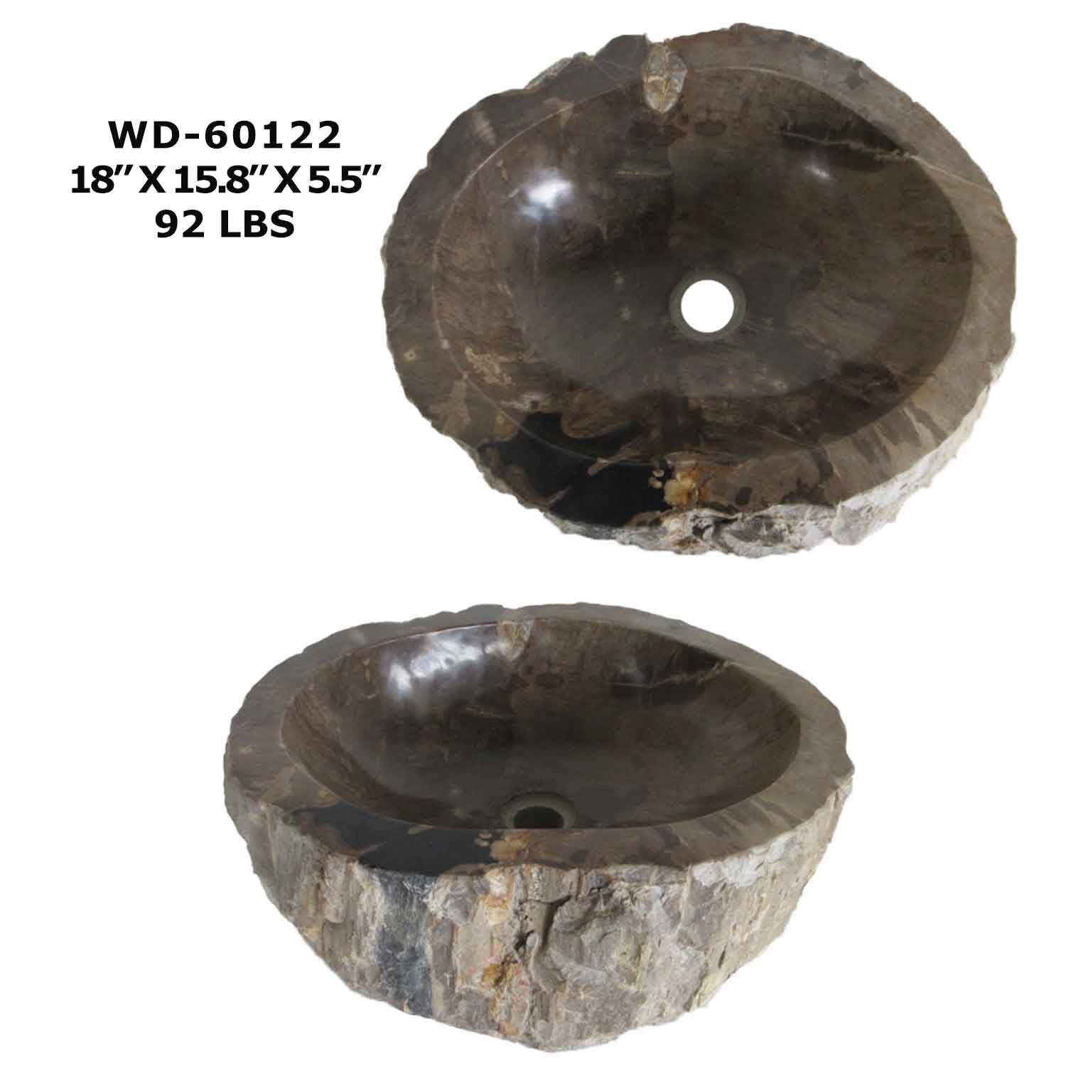 Petrified Wood Sink - Natural Stone Bathroom Vessel Sink - WD 60122