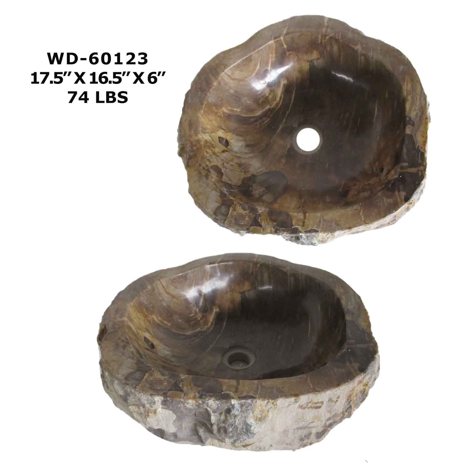 Petrified Wood Sink - Natural Stone Bathroom Vessel Sink - WD 60123