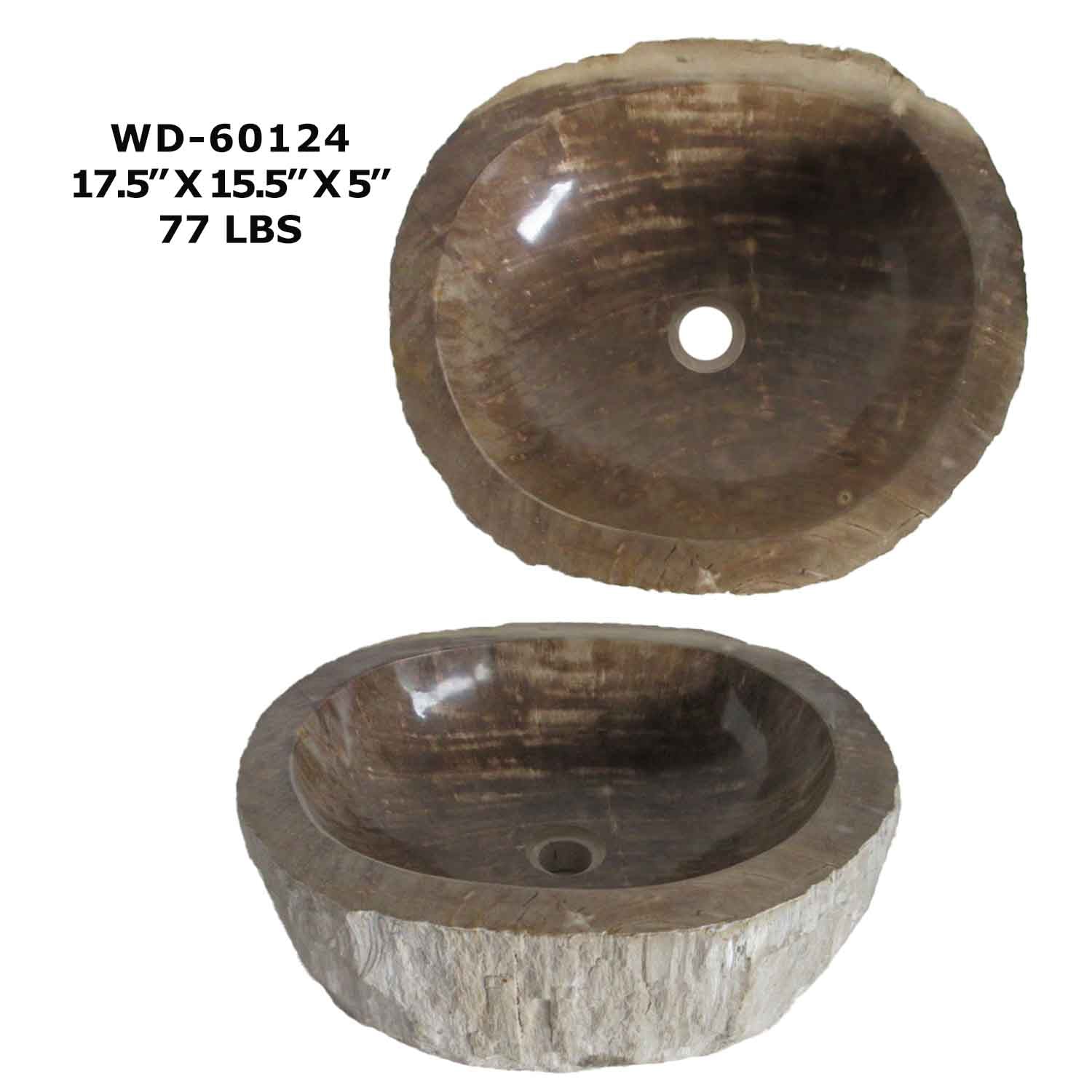 Petrified Wood Sink - Natural Stone Bathroom Vessel Sink - WD 60124