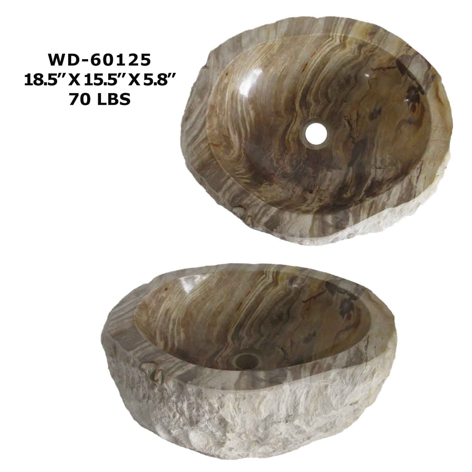 Petrified Wood Sink - Natural Stone Bathroom Vessel Sink - WD 60125