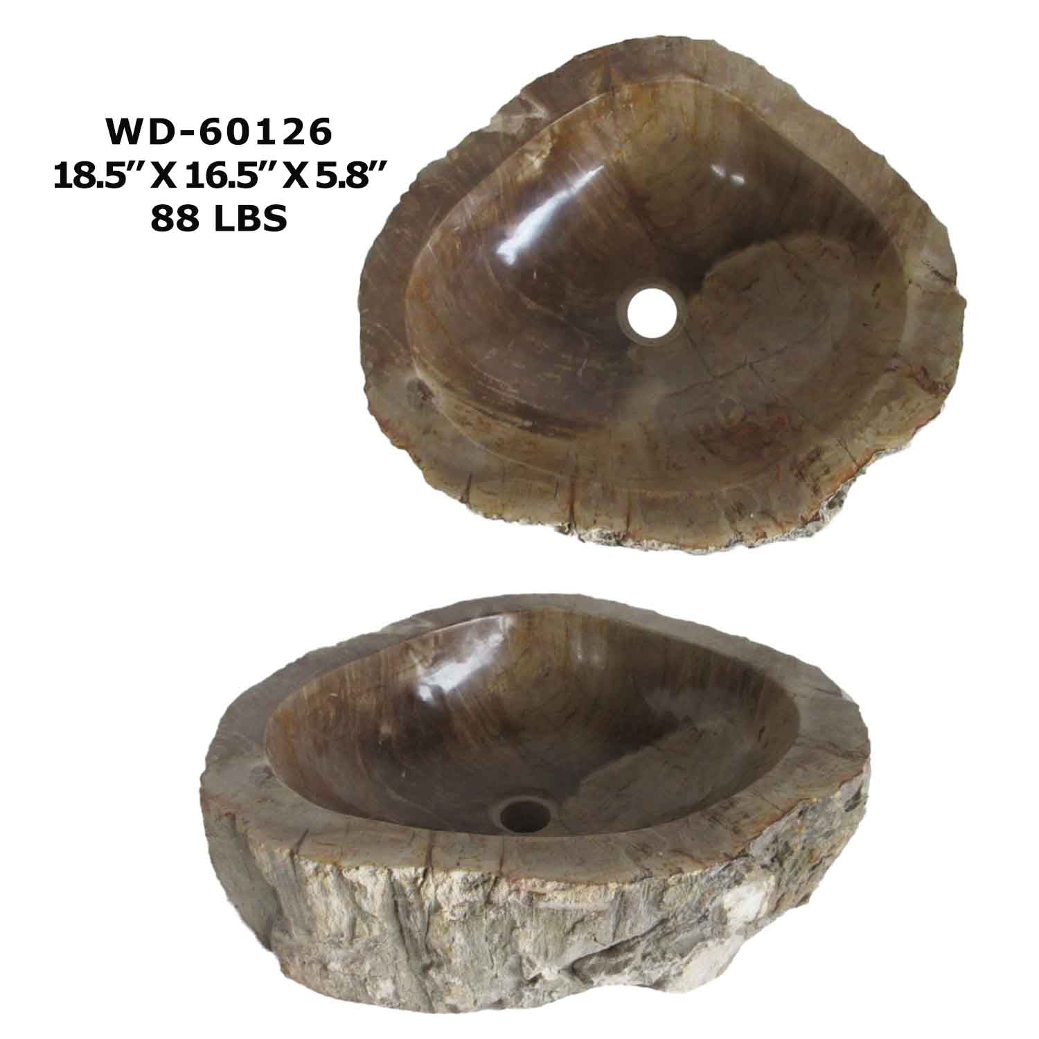 Petrified Wood Sink - Natural Stone Bathroom Vessel Sink - WD 60126