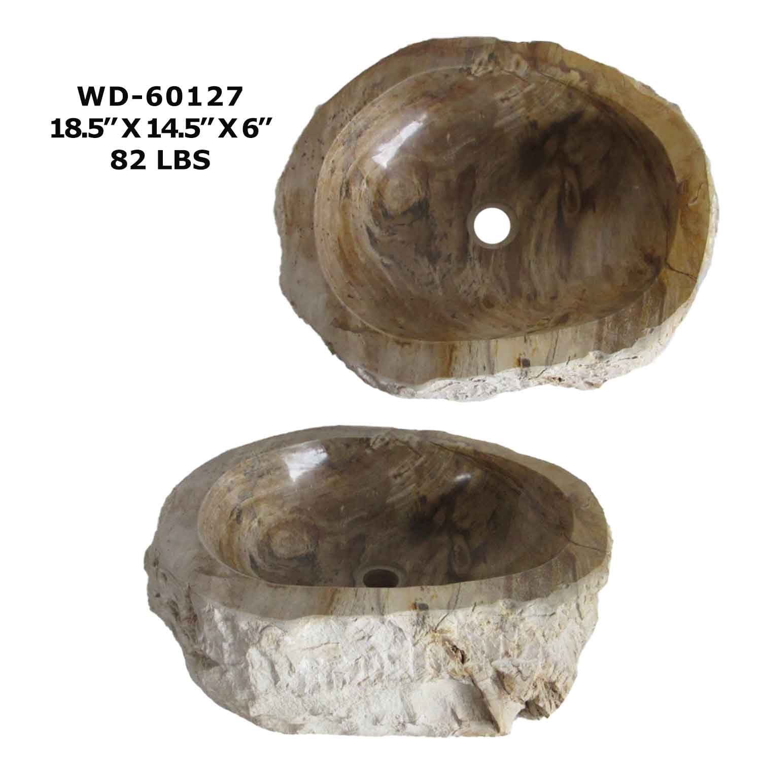 Petrified Wood Sink - Natural Stone Bathroom Vessel Sink - WD 60127