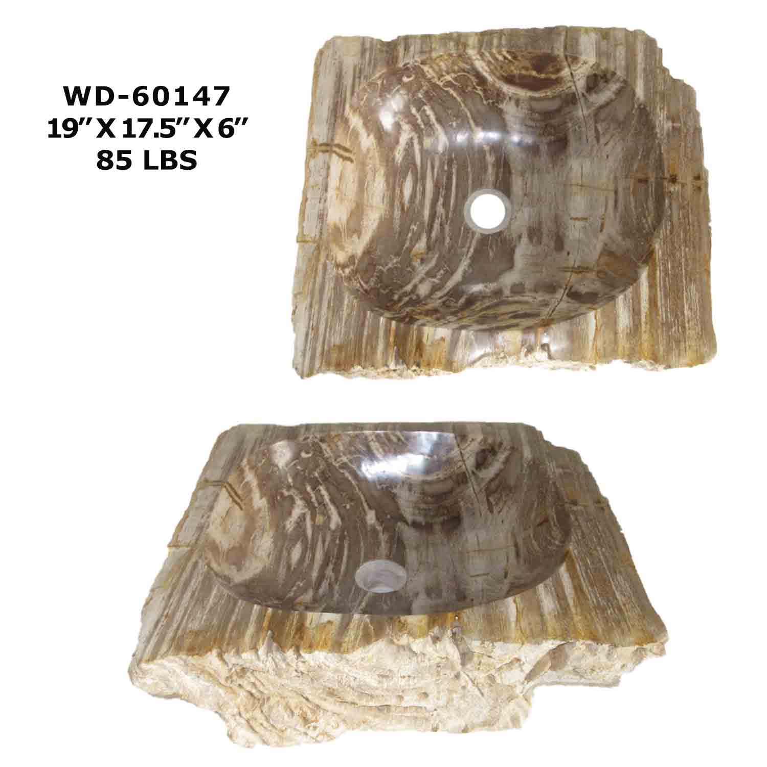 Petrified Wood Sink - Natural Stone Bathroom Vessel Sink - WD 60147