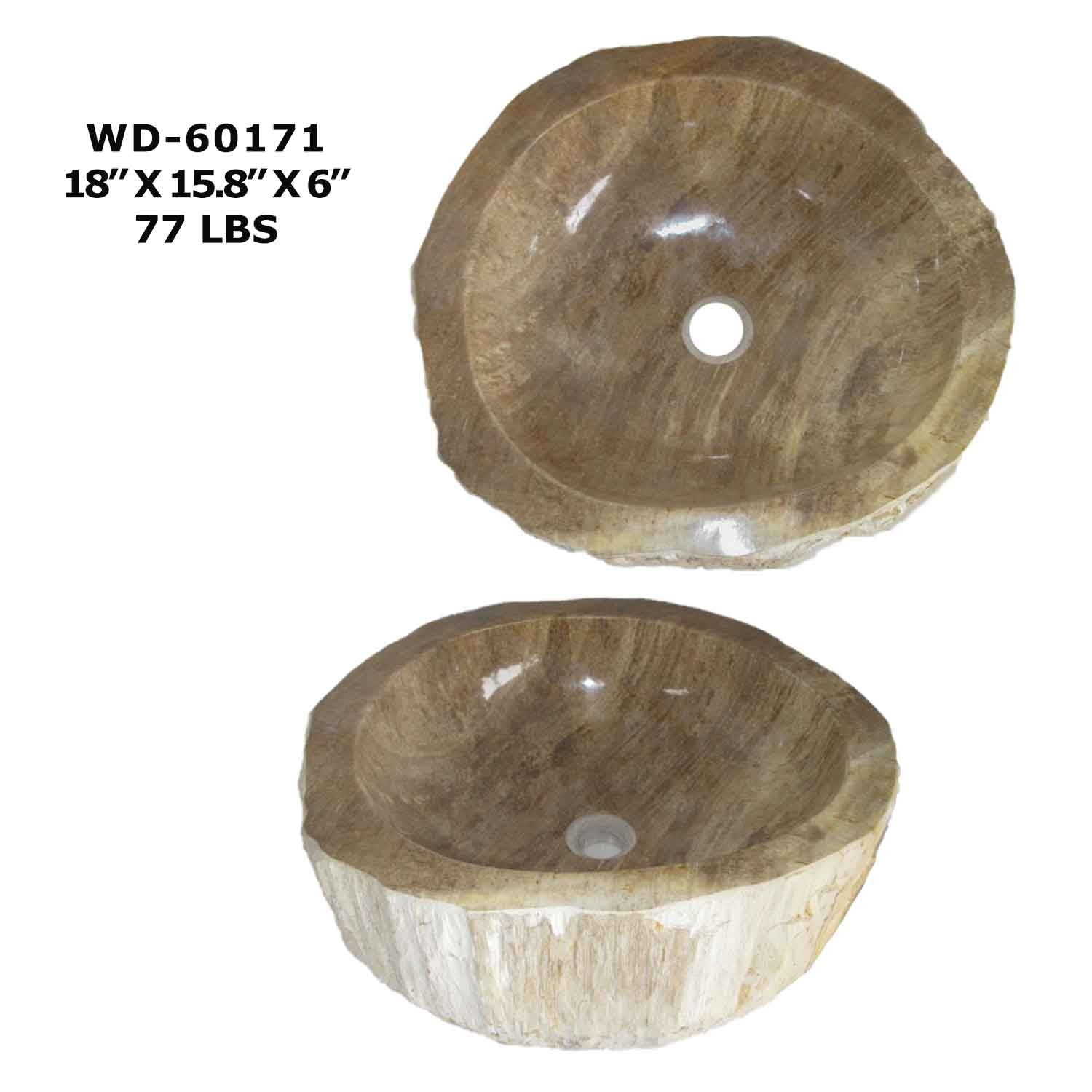 Petrified Wood Sink - Natural Stone Bathroom Vessel Sink - WD 60171