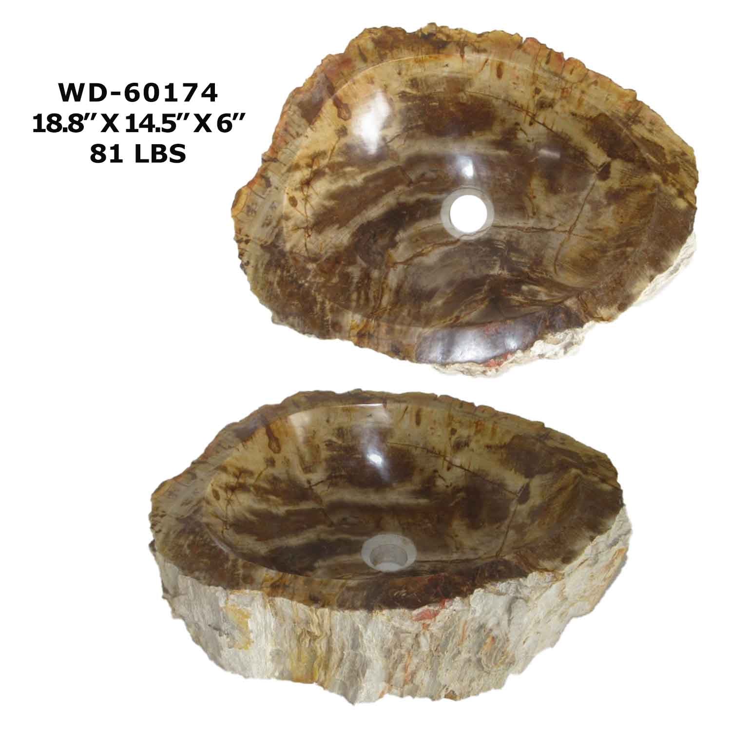 Petrified Wood Sink - Natural Stone Bathroom Vessel Sink - WD 60174