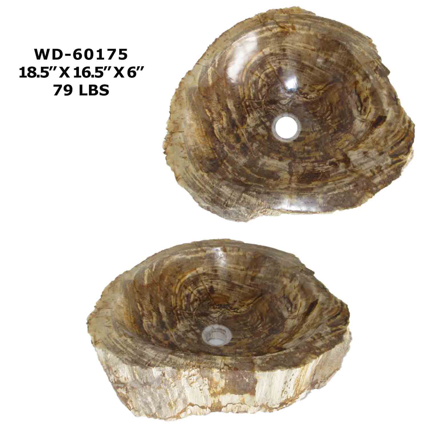 Petrified Wood Fossil Stone Vessel Sink - Wash Basin Sink - WD 60175