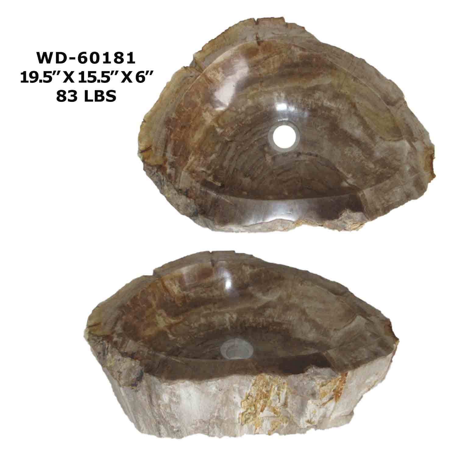 Petrified Wood Natural Stone Bathroom Sink, Wood Bowl Sink WD 60181